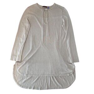 Small Cullen Silk Blend Cream Tan V-Neck Tunic Sweater